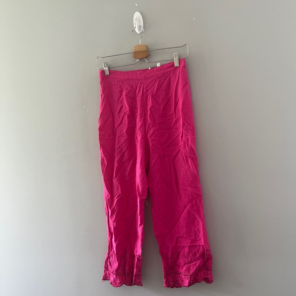Vintage 90s Howard Wolf Pink Linen Blend Pants High Rise Barbiecore Size 8